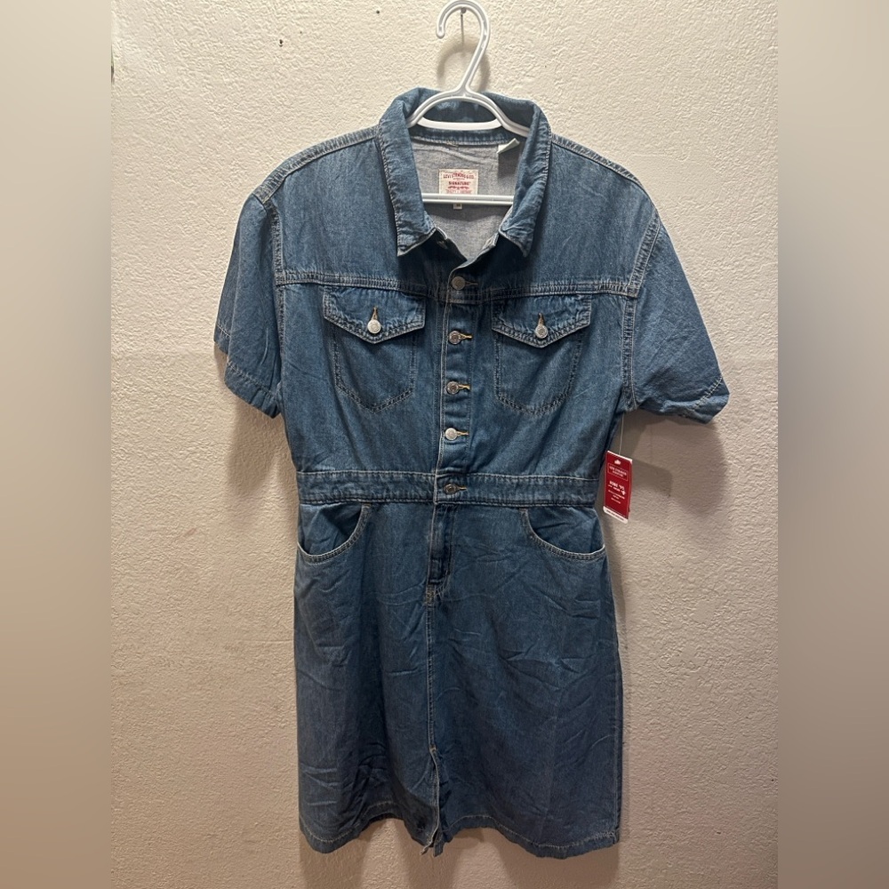 Levi's Blue Denim Dress with Button Front